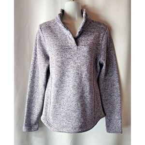 Kyodan Outdoor Mock Neck Snap-T‎ Knit Fleece Pullover Sweater Taupe Womens L